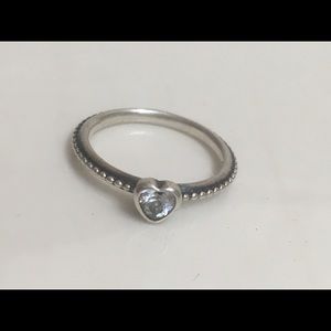 Size 5 Pandora Clear Heart Ring